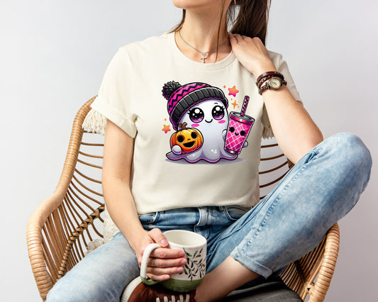 Cute Pink Ghost Bella+Canvas Tee