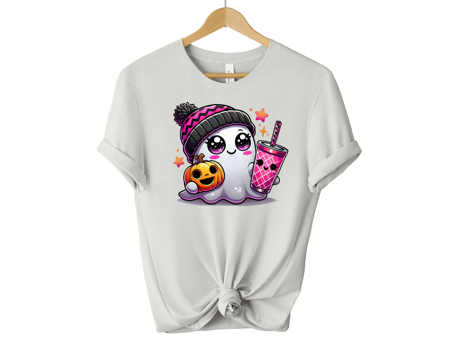 Cute Pink Ghost Bella+Canvas Tee